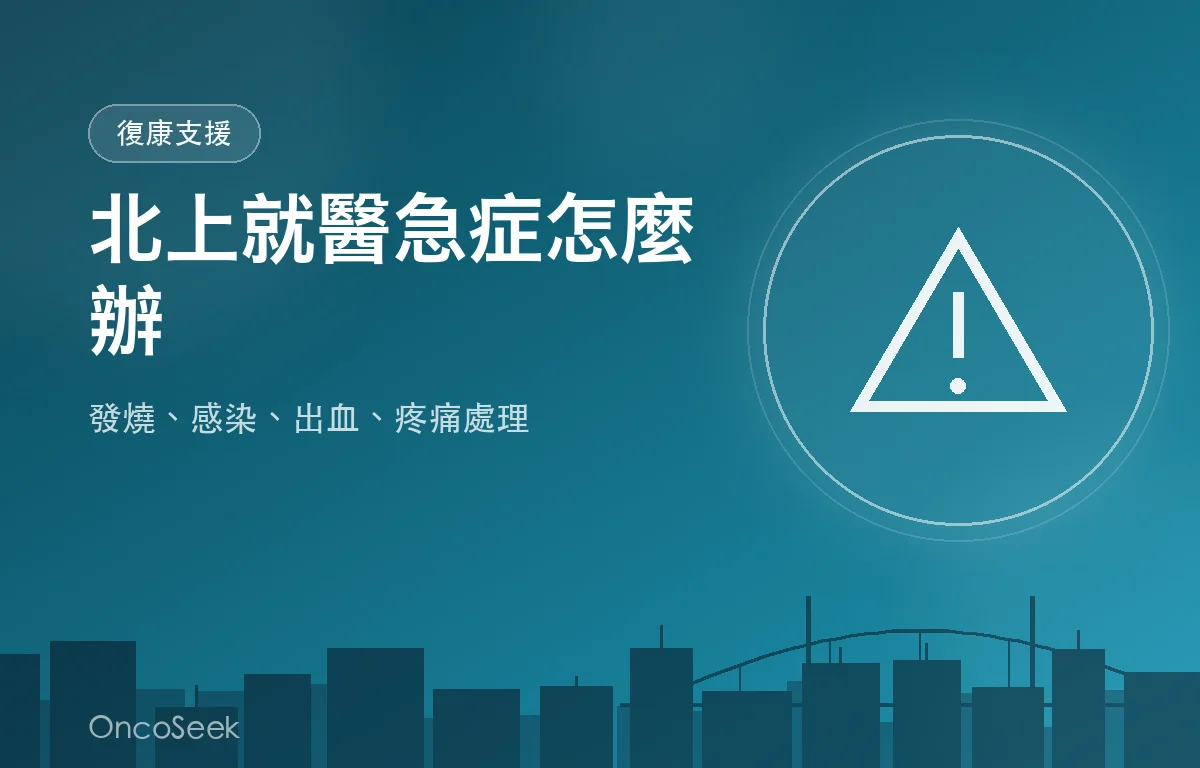 救護車與急症紅十字標誌，代表北上就醫期間的緊急醫療處理